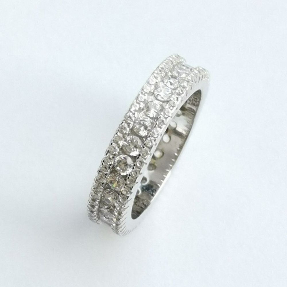 Sterling silver cz eternity band ring size 6 🆕 - Picture 2 of 6